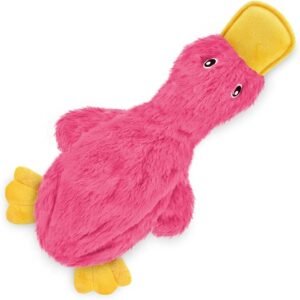 Best Pet Supplies light pink duck dog toy Light pink Best Pet Supplies stuffing-free duck toy with squeaky and crinkle features for puppies and adult dogs.