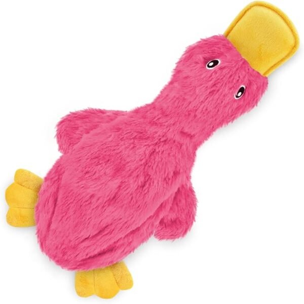 Best Pet Supplies light pink duck dog toy Light pink Best Pet Supplies stuffing-free duck toy with squeaky and crinkle features for puppies and adult dogs.