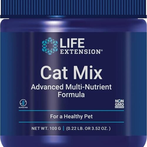 Life Extension Cat Mix nutritional supplement for cats with probiotics, taurine, L-arginine, vitamins, folic acid, and rosemary