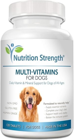 10-in-1 dog multivitamins with 120 tablets for all breeds 10-in-1 dog multivitamin tablets providing daily nutritional support for immune health, joints, skin and coat, digestion, and heart health.